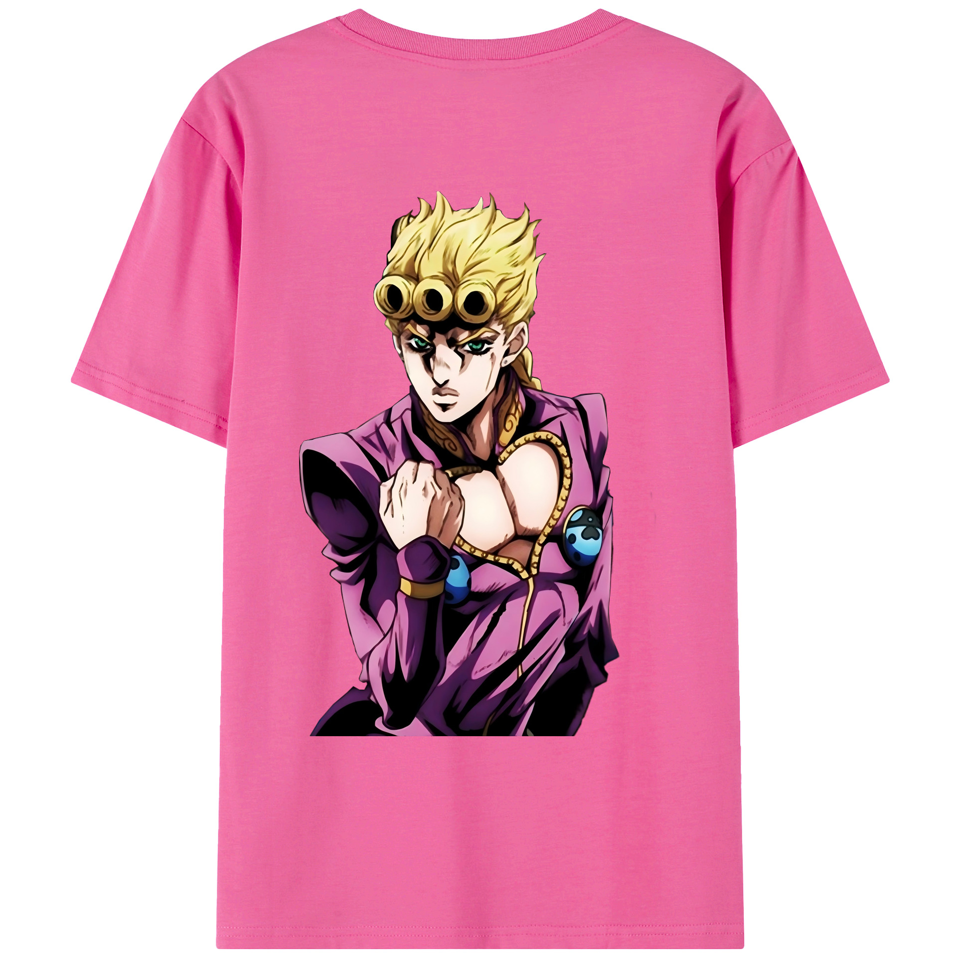 （画像用） ジョジョの奇妙な冒険 ジョルノ?ジョバァーナ JoJo's Bizarre Adventure Giorno Giovanna レディース半袖Tシャツ(バックプリント)
